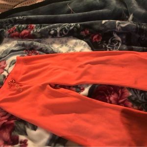 Peaches, kind of pink, soft pants